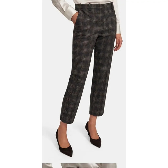 Theory Womens Slim Cropped Pant in Plaid Wool Size 8 1087 - Picture 1 of 11